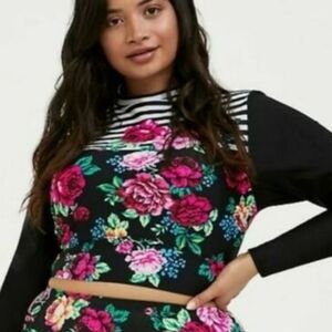 Torrid Active Wireless Cropped Rashguard Size 2X Floral Stripe
